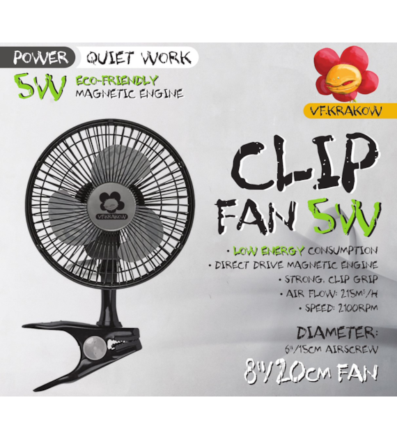 CICHY WENTYLATOR MIESZAJĄCY fi15/20cm Z KLIPSEM, SILNIK MAGNETYCZNY 5W, 230V/DC5W, ENERGOOSZCZĘDNY, BEZSTYKOWY, VF.Krakow, profan, klips