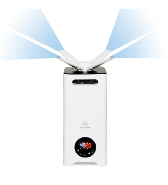 NAWILŻACZ ZE ZBIORNIKIEM12L, REGULACJA INTENSYWNOŚCI WYDMUCHU, 1L/1h, 24x24x55cm, 50-100m3, 80W/230V, Z PILOTEM, GOODLINK