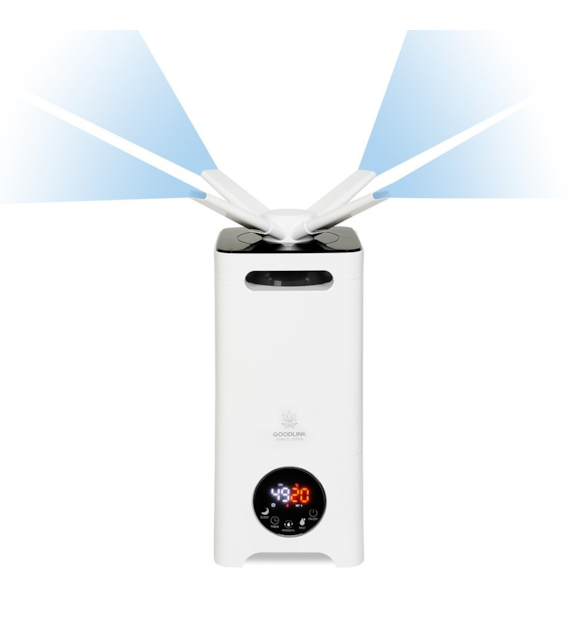 NAWILŻACZ ZE ZBIORNIKIEM 12L, REGULACJA INTENSYWNOŚCI WYDMUCHU, 1L/1h, 24x24x55cm, 50-100m3, 80W/230V, Z PILOTEM, GOODLINK
