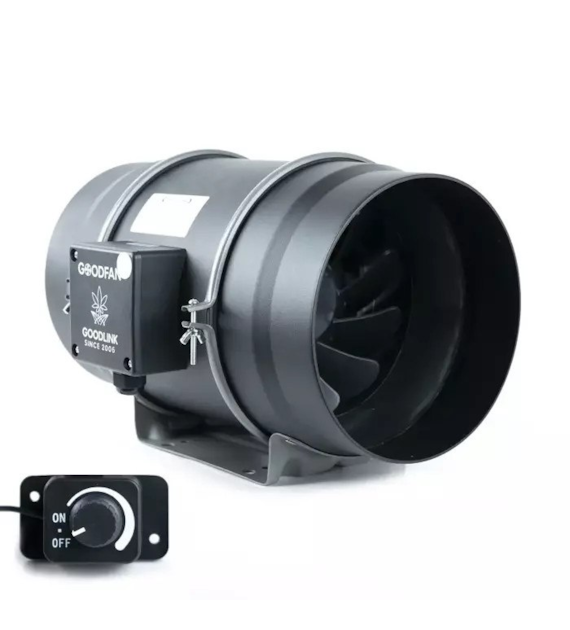 WENTYLATOR KANAŁOWY Z KABLEM - GOOD FAN, fi200mm, 1400m3/h, 180W + POTENCJOMETR