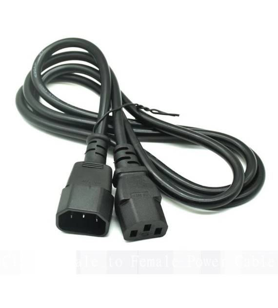 PRZEWÓD 3m, KABEL ZASILAJĄCY Z DWIEMA WTYCZKAMI IEC C14  MĘSKI-ŻEŃSKI, 10A, 3G1.0mm, dł.3m, VF