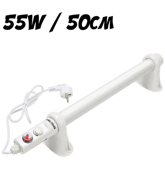 GRZEJNIK RUROWY Z TERMOSTATEM 55W / 50CM, do szklarni, IP44,  EcoHeat, łazienkowy, ręcznikowy, grzałka vf.krakow