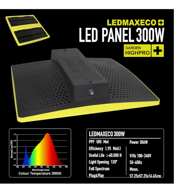 !-LEDMAX ECO 300W - LAMPA LED, PEŁNE SPEKTRUM 3000K, max 100x100cm, LEDY SAMSUNG, DO UPRAWY ROŚLIN, GARDEN HIGHPRO