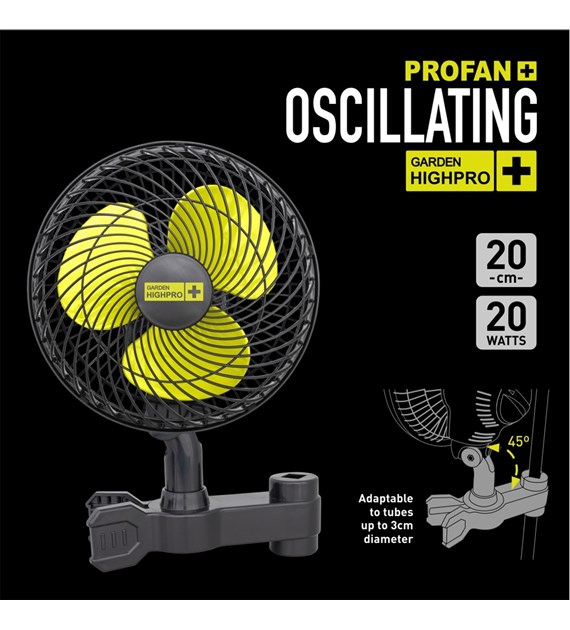 WENTYLATOR MIESZAJĄCY Z OSCYLACJĄ, 2 BIEGI, PODSTAWA Z KLIPSEM KOALA - PROFAN, 20W, fi-20cm, Garden HighPro, GHP