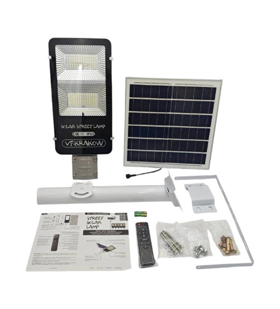 Uliczna Lampa Solarna PREMIUM,WYDAJNOŚĆ 1000W, ZESTAW MONTAŻOWY + PILOT, CZUJNIK ZMIERZCHU, IP65, CSE Clean Solar Energy, VF KRAKOW