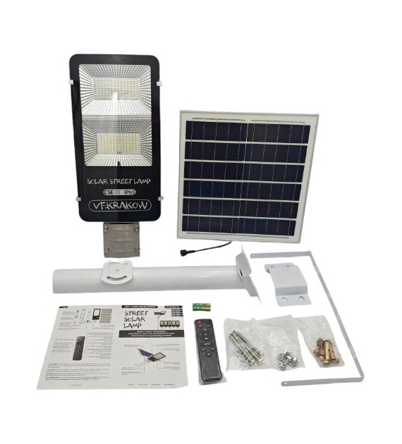 Uliczna Lampa Solarna PREMIUM,WYDAJNOŚĆ 1000W, ZESTAW MONTAŻOWY + PILOT, CZUJNIK ZMIERZCHU, IP65, CSE Clean Solar Energy, VF KRAKOW
