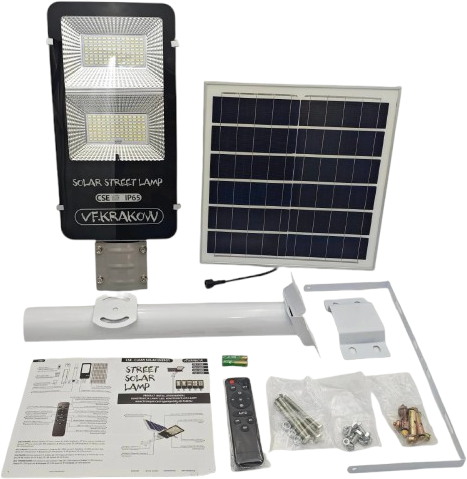 Uliczna Lampa Solarna PREMIUM,WYDAJNOŚĆ 1000W, ZESTAW MONTAŻOWY + PILOT, CZUJNIK ZMIERZCHU, IP65, CSE Clean Solar Energy, VF KRAKOW
