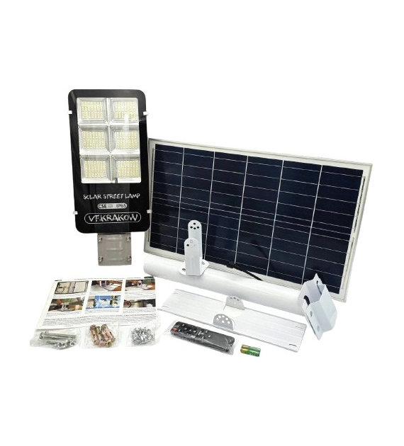 Uliczna Lampa Solarna PREMIUM, WYDAJNOŚĆ 3000W, ZESTAW MONTAŻOWY + PILOT, CZUJNIK ZMIERZCHU, IP65, CSE Clean Solar Energy, VF KRAKOW