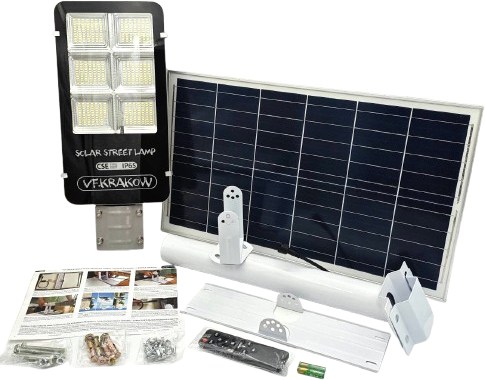 Uliczna Lampa Solarna PREMIUM, WYDAJNOŚĆ 3000W, ZESTAW MONTAŻOWY + PILOT, CZUJNIK ZMIERZCHU, IP65, CSE Clean Solar Energy, VF KRAKOW