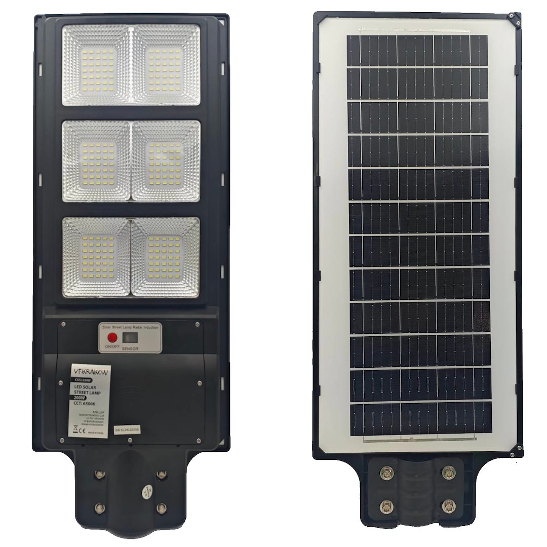 ULICZNA LAMPA SOLARNA CLASSIC  Z WBUDOWANYM PANELEM + PILOT, WYDAJNOŚĆ 2000W, CZUJNIK RUCHU + ZMIERZCHU, CSE Clean Solar Energy, VF.krakow