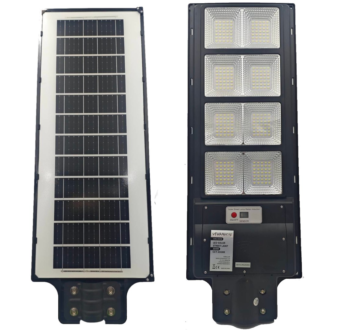 ULICZNA LAMPA SOLARNA CLASSIC Z WBUDOWANYM PANELEM + PILOT,WYDAJNOŚĆ 3000W, CZUJNIK RUCHU + ZMIERZCHU, CSE Clean Solar Energy, VF.krakow