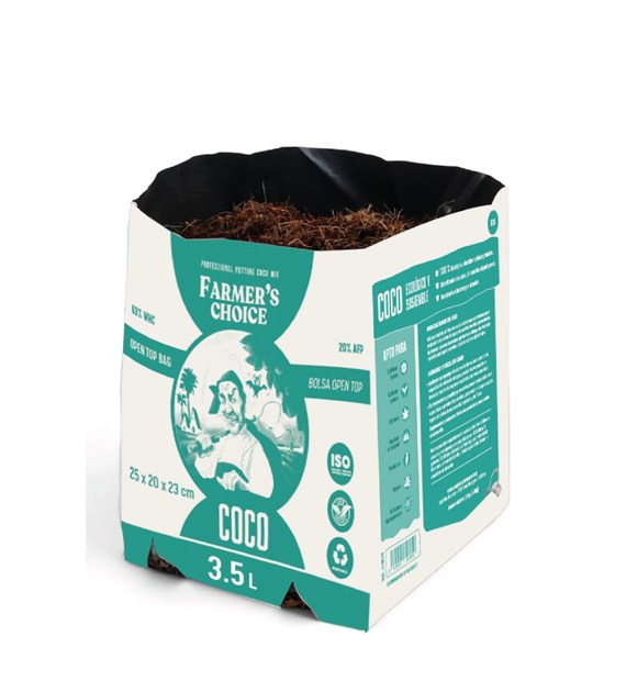 FOLIOWA DONICZKA ZE SPECJALNYM PODŁOZEM KOKOSOWYM (PODLEJ I POSADŹ), 15x15x15 CM - 3.5L, FARMER'S CHOICE