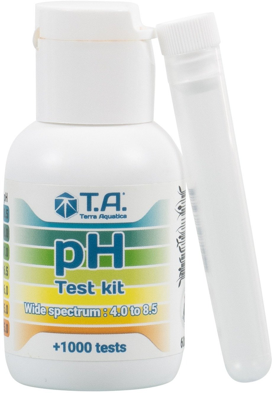 pH TEST 60ml, DO POMIARU pH W ROZTWORZE, 1000 pomiarów, 4,0-8.5 pH, TERRA AQUATICA - GHE, pH METR, tester