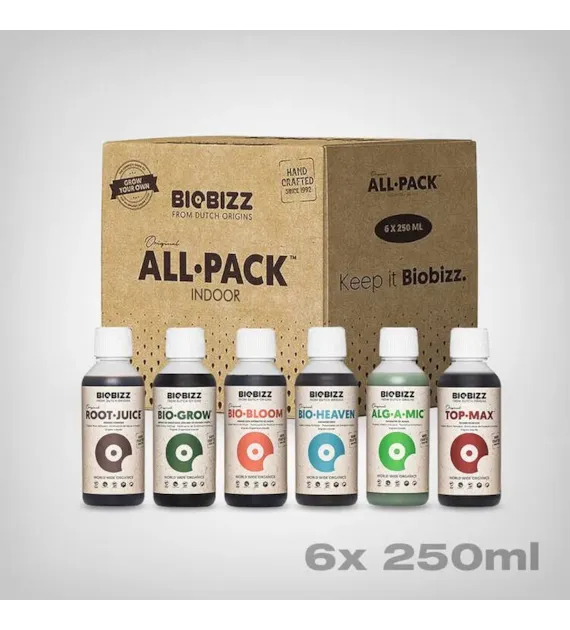 ALL-PACK INDOOR 6x250ml - KOMPLETNY ZESTAW NATURALNYCH NAWOZÓW I STYMULATORÓW, BIOBIZZ