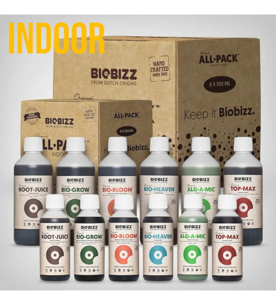 ALL-PACK INDOOR 6x500ml - KOMPLETNY ZESTAW NATURALNYCH NAWOZÓW I STYMULATORÓW, BIOBIZZ