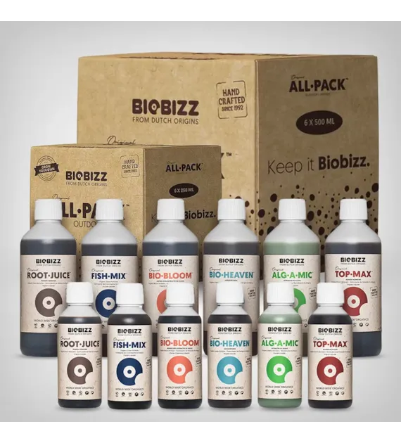 ALL-PACK OUTDOOR 6x250ml - KOMPLETNY ZESTAW NATURALNYCH NAWOZÓW I STYMULATORÓW, BIOBIZZ