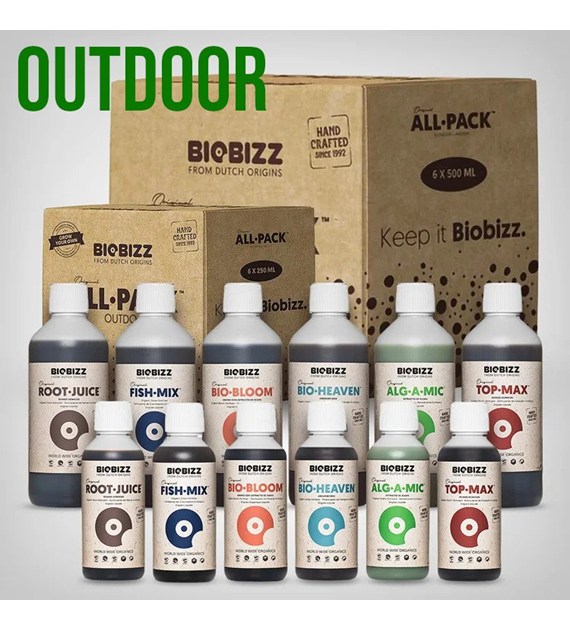 ALL-PACK OUTDOOR 6x500ml - KOMPLETNY ZESTAW NATURALNYCH NAWOZÓW I STYMULATORÓW, BIOBIZZ