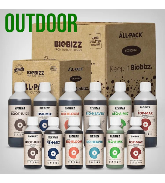 ALL-PACK OUTDOOR 6x500ml - KOMPLETNY ZESTAW NATURALNYCH NAWOZÓW I STYMULATORÓW, BIOBIZZ