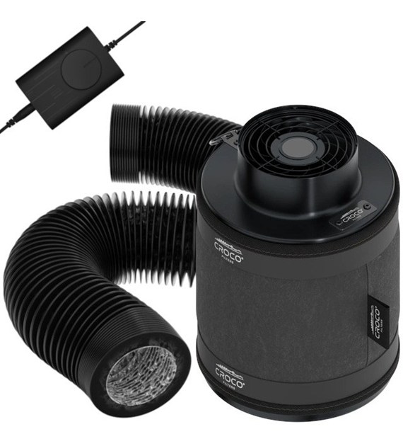 ZESTAW WENTYLACYJNY 3w1 CROCO COMBO 100mm / 240m3  ( FILTR CROCO + REGULOWANY WENTYLATOR + PRZEWÓD WENTYLACYJNY )