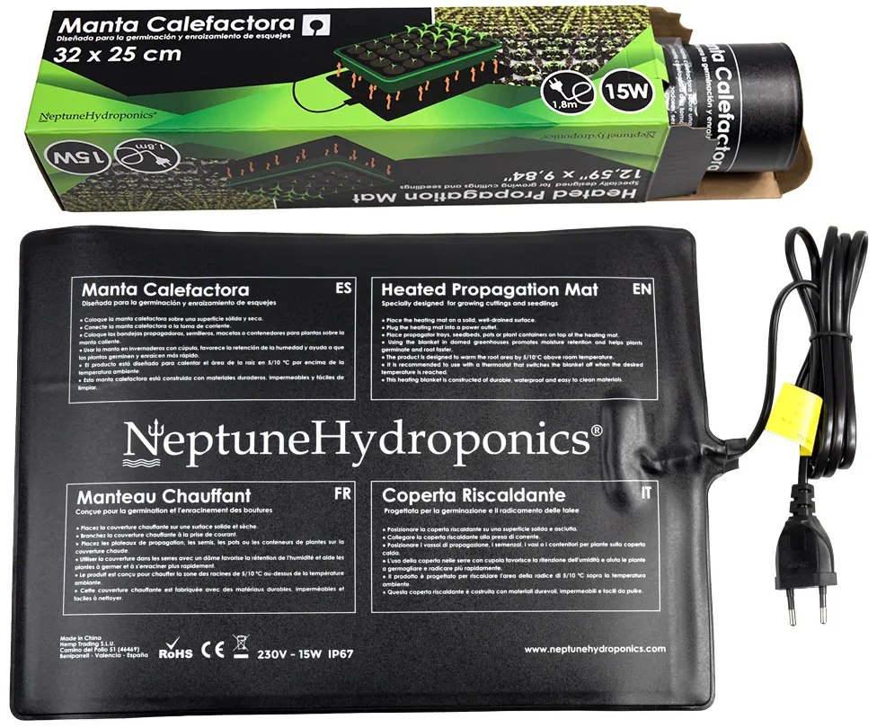 MATA GRZEWCZA 15W / 32x25cm,  DO PROPAGATORÓW / UKORZENIANIA - NEPTUNE HYDROPONICS, IP67