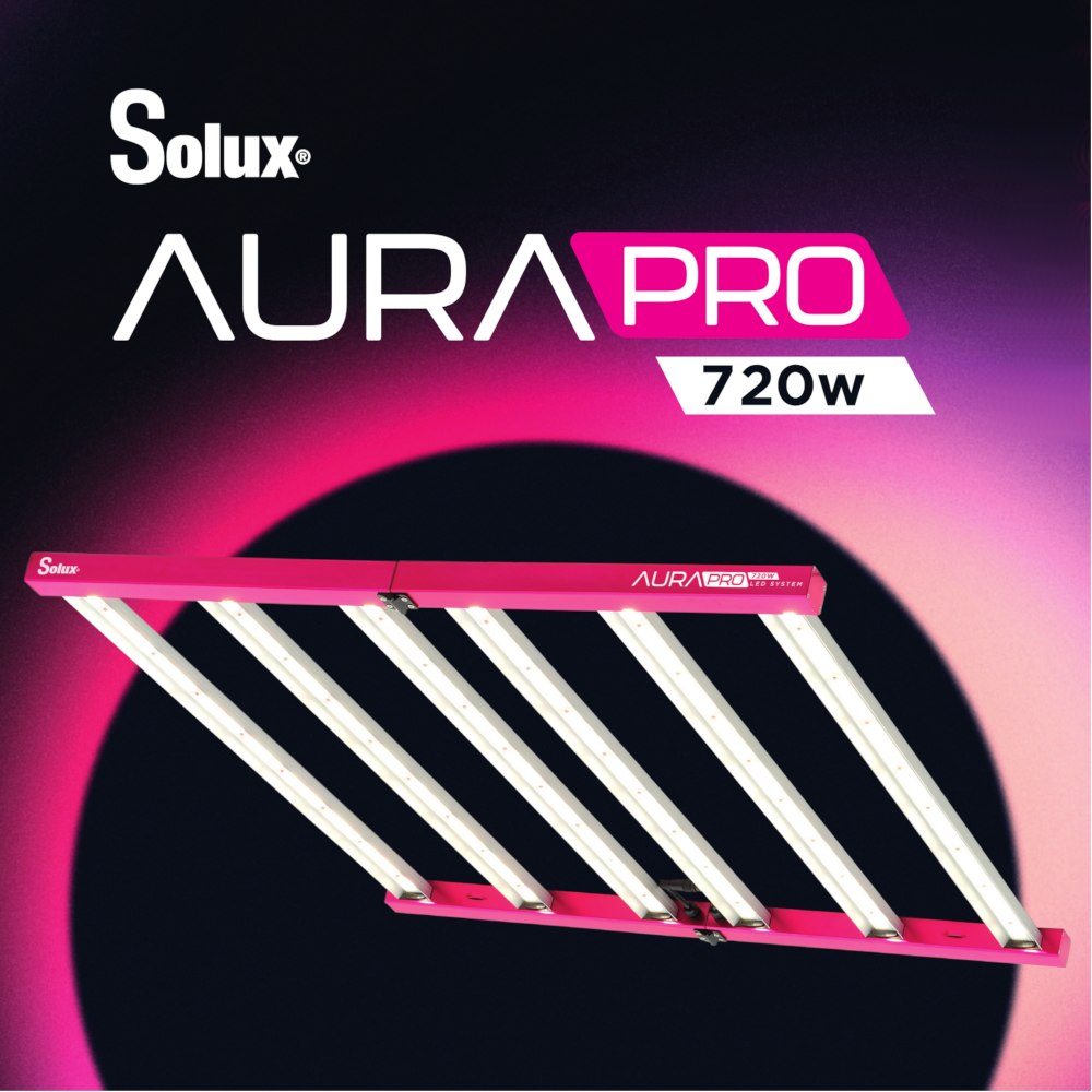 LAMPA LED Z WBUDOWANYM ZASILACZEM 720W, 3,2 µmol/J, oświetla 150x150cm, DO UPRAWY ROŚLIN, DUAL -  FULL SPECTRUM, lumatek ZEUS, SOLUX AURA PRO, HALO RESIN TRPS