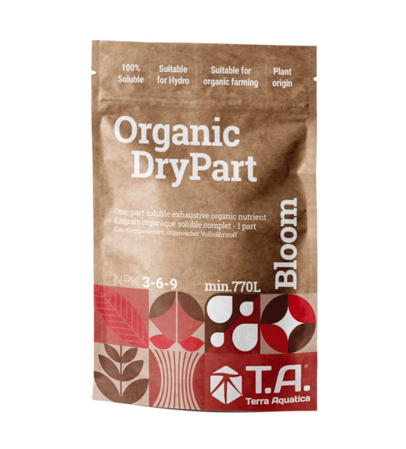 ORGANIC DryPart BLOOM 100g, NOWOCZESNY NAWÓZ ORGANICZNY NA KWITNIENIE W PROSZKU (WYSTARCZA NA MIN. 40L), NPK 3-6-9, TERRA AQUATICA - GHE