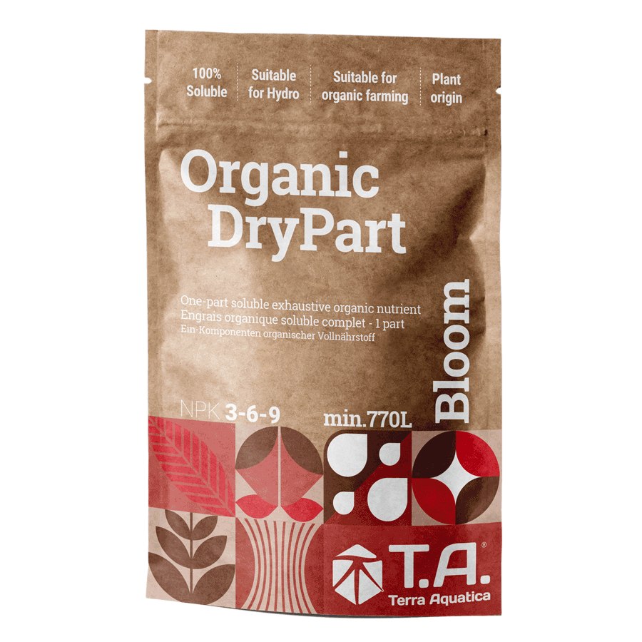 ORGANIC DryPart BLOOM 100g, NOWOCZESNY NAWÓZ ORGANICZNY NA KWITNIENIE W PROSZKU (WYSTARCZA NA MIN. 40L), NPK 3-6-9, TERRA AQUATICA - GHE