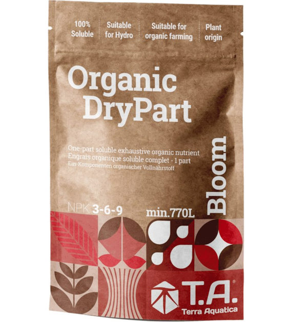 ORGANIC DryPart BLOOM 500g, NOWOCZESNY NAWÓZ ORGANICZNY NA KWITNIENIE W PROSZKU (WYSTARCZA NA MIN. 385L), NPK 3-6-9, TERRA AQUATICA - GHE