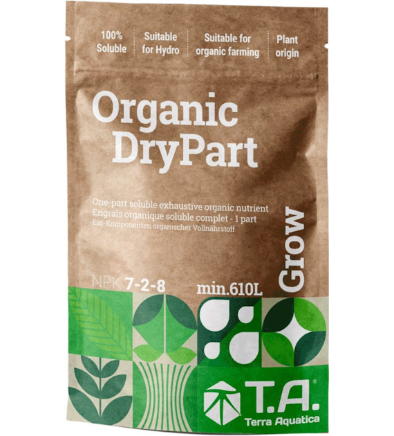 ORGANIC DryPart GROW 400g, NOWOCZESNY NAWÓZ ORGANICZNY NA WZROST W PROSZKU (WYSTARCZA NA MIN. 305L), NPK 7-2-8, TERRA AQUATICA - GHE