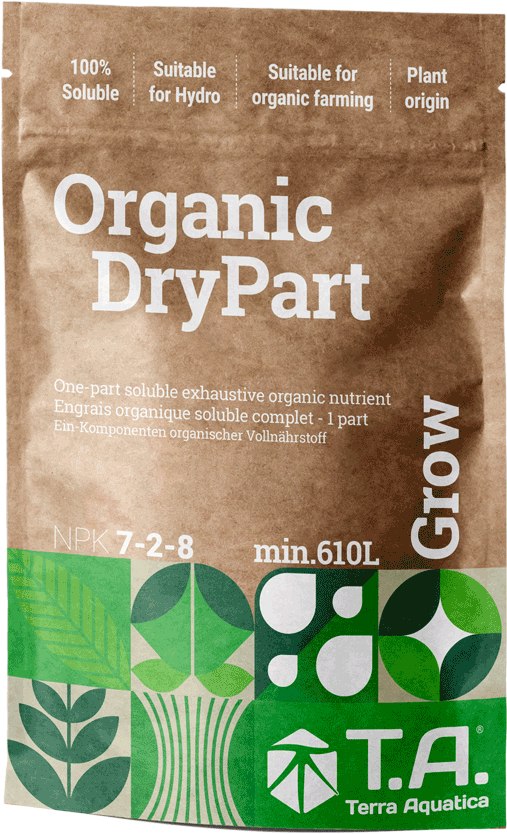 ORGANIC DryPart GROW 400g, NOWOCZESNY NAWÓZ ORGANICZNY NA WZROST W PROSZKU (WYSTARCZA NA MIN. 305L), NPK 7-2-8, TERRA AQUATICA - GHE
