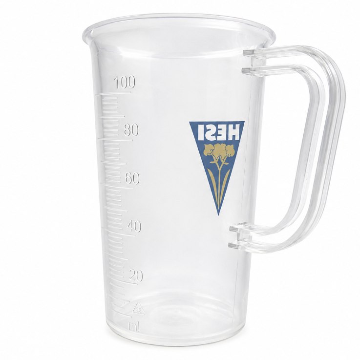 MIARKA UNIWERSALNA PLASTIKOWA DO PŁYNÓW, poj. 100ml, SKALA 2ml, HESI