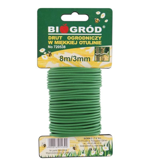 DRUT OGRODNICZY W MIĘKKIEJ OTULINIE, dł.8m fi-3mm, BioOgrod