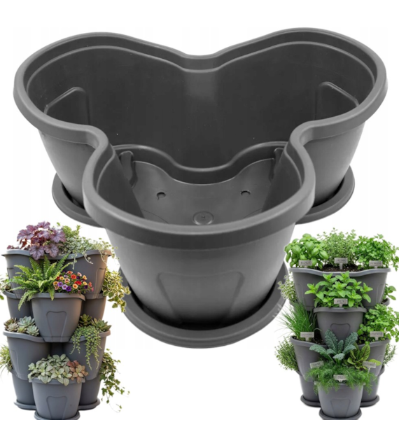 DONICZKA MODUŁOWA DO BUDOWY WIEŻY Z ROŚLIN, 1 SZT. / 13L / 42x42x18cm (bez podstawki) kaskadowa, piętrowa, MODULAR TOWER POT