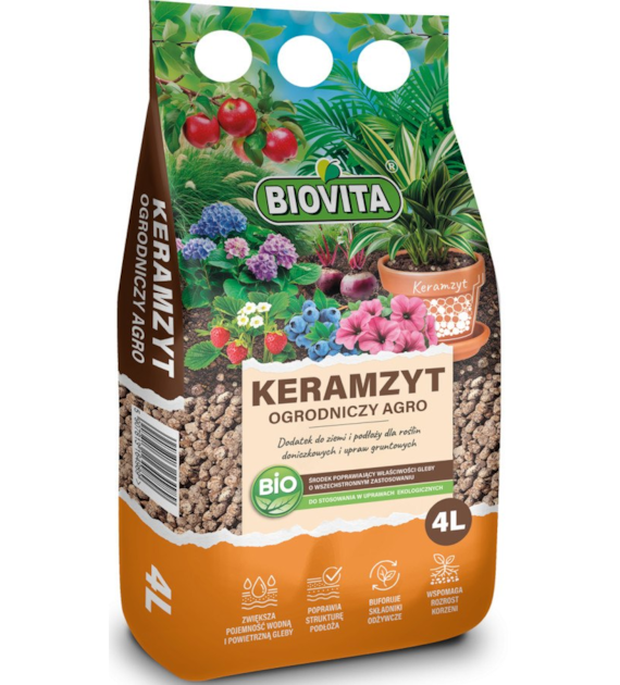 KERAMZYT OGRODNICZY AGRO 4L, BIOVITA, granulat ceramiczny