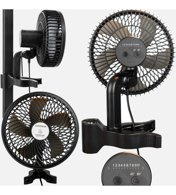 NOWOCZESNY I CICHY WENTYLATOR MIESZAJĄCY Z KLIPSEM MONTAŻOWYM, 15CM / 9W – OSCYLACYJNY, 10-STOPNIOWA REGULACJA, 544 M/H, USB, GOODFAN