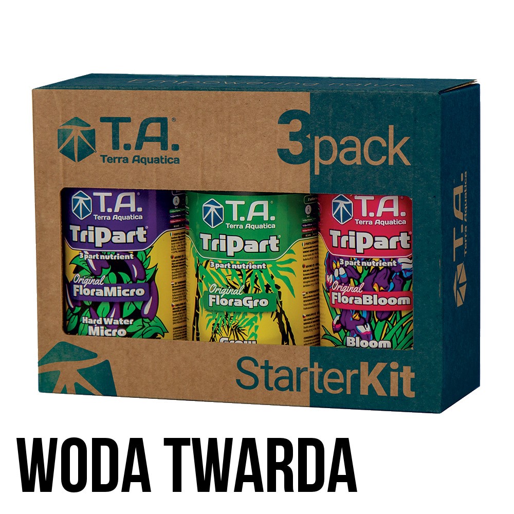 3PACK STARTER KIT, FLORA HARD, 3x0.5L/3x500ML, ZESTAW 3 NAWOZÓW DO WODY TWARDEJ + GRATIS, TERRA AQUATICA - GHE